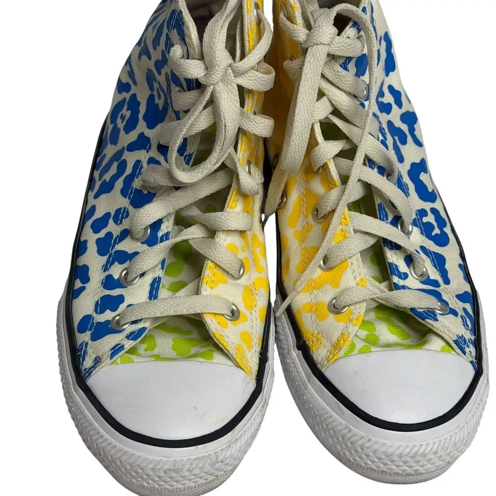 Converse All Star Wild High Top Animal Print Sneakers Shoes Rainbow Youth 5.5